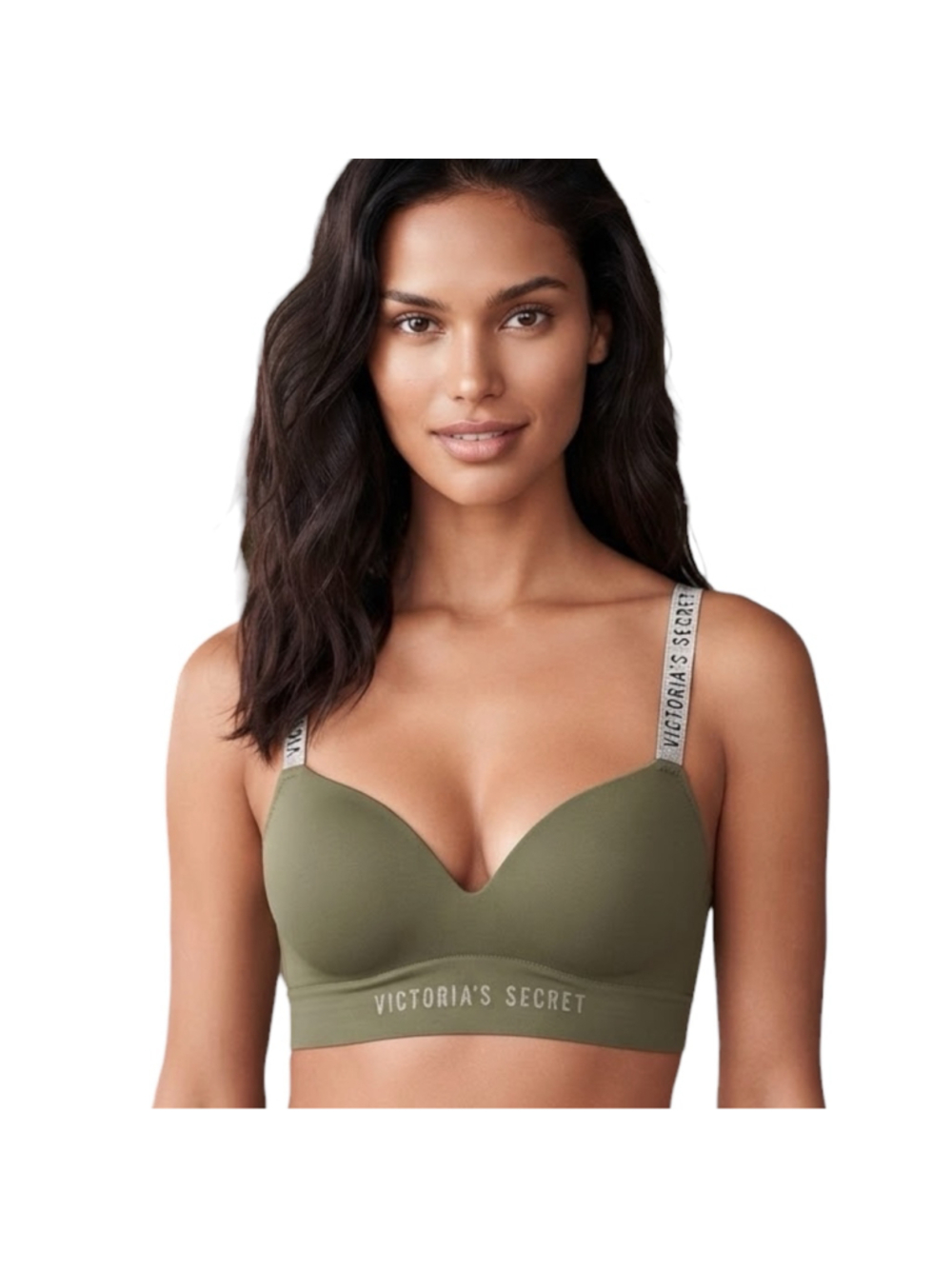 Victoria’s Secret Olive Green Logo Strap Longline Bralette Small